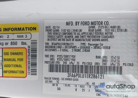2014 Ford Fusion Hybrid Se из США, поврежденный, VIN 3FA6P0LU1ER286121